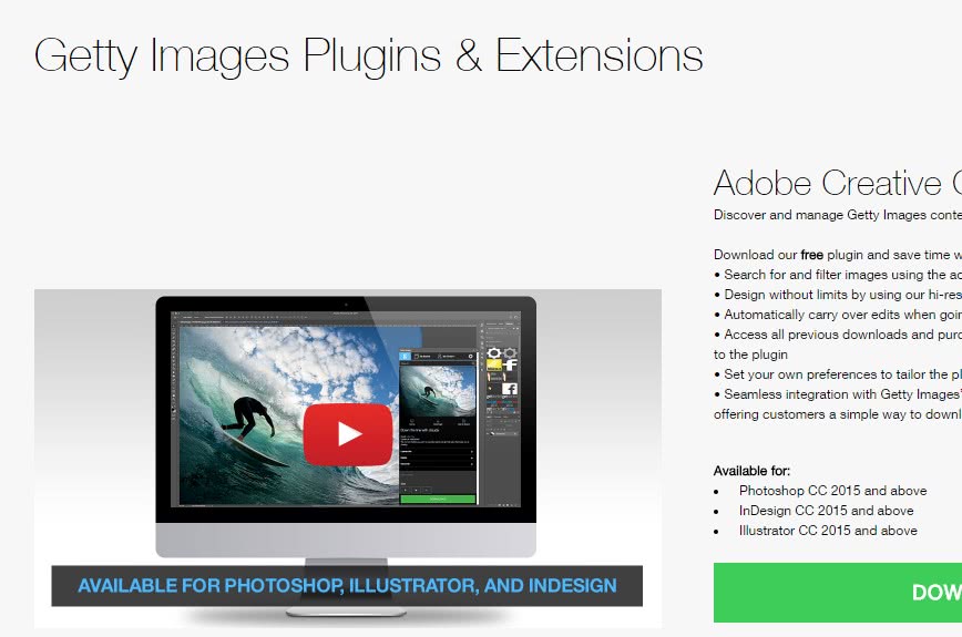 Plugin para o photoshop Getty Images
