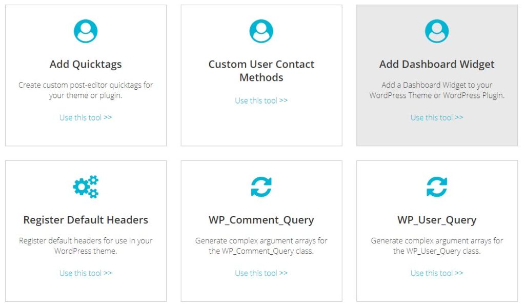 Gerador de códigos no wordpress