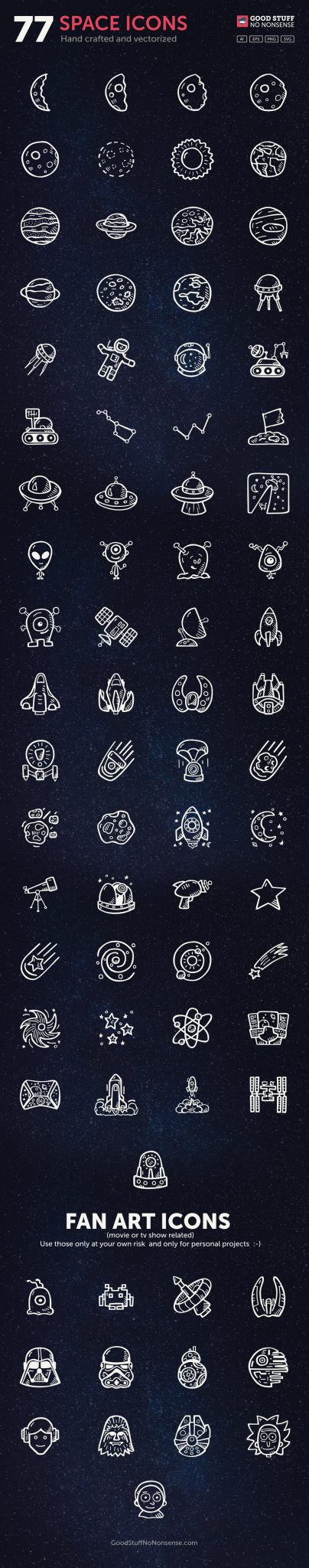 ícones gratuitos do espaço