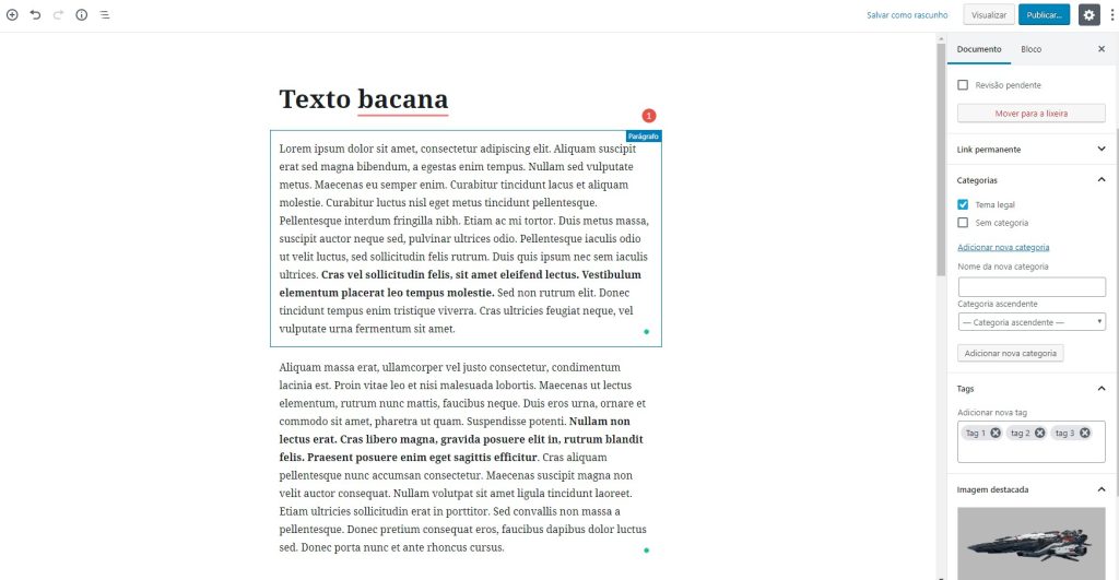 texto post blog configurado