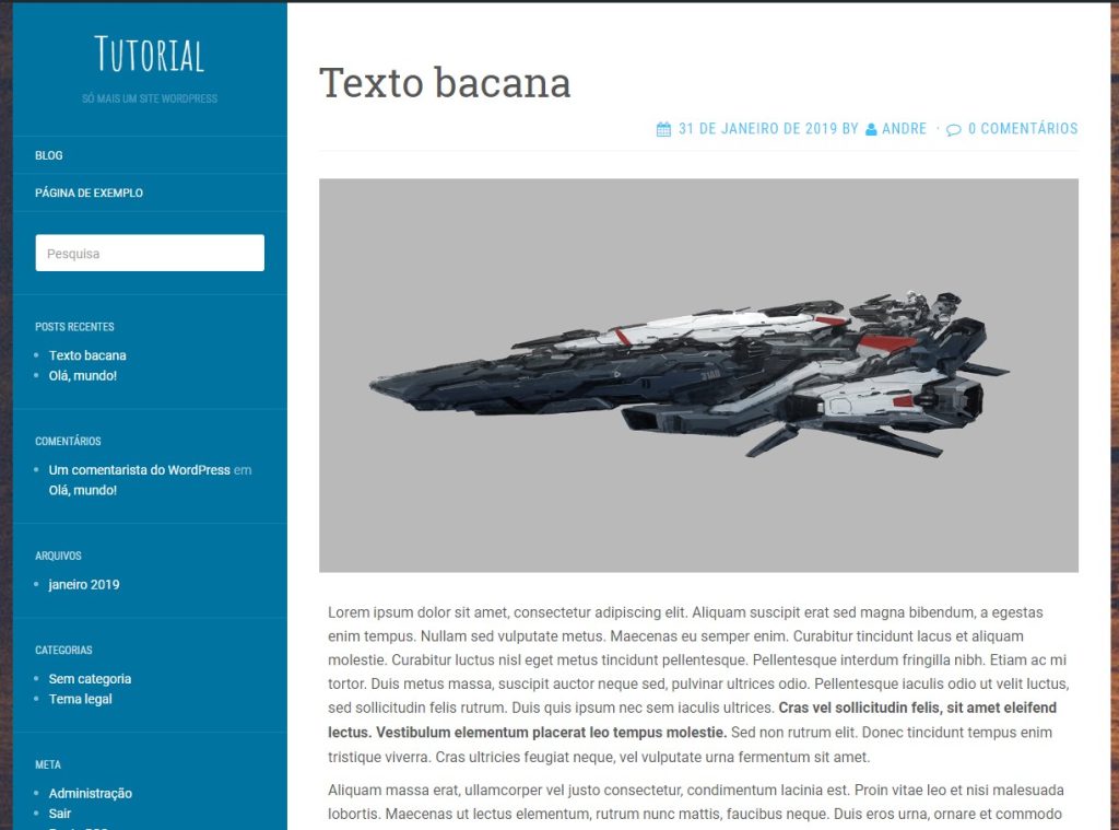 Texto do post no blog publicado