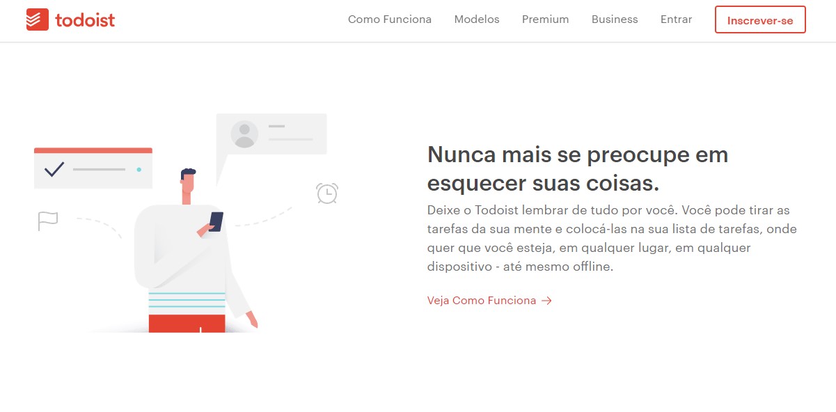 Imagem no site - exemplo todoist