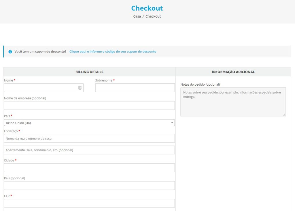 página de finalizar compra no woocommerce
