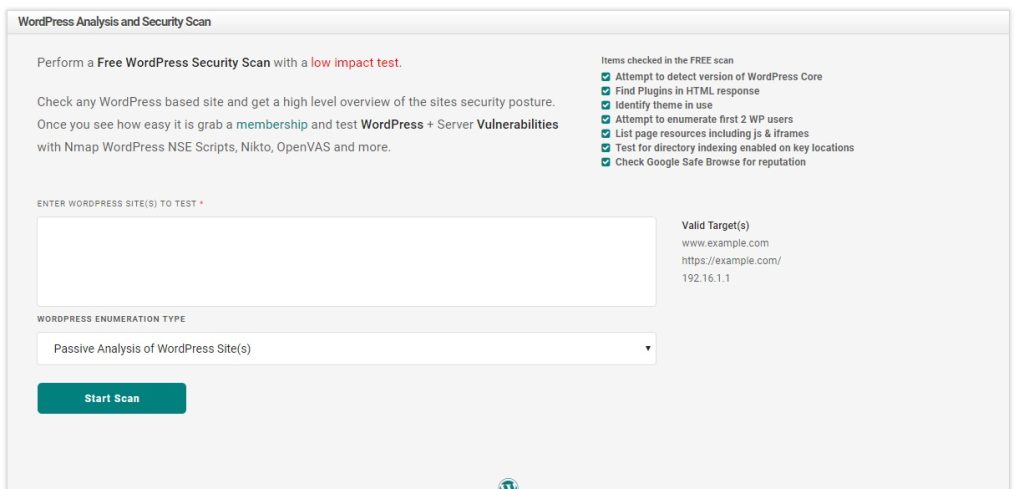 Scanner de segurança do WordPress