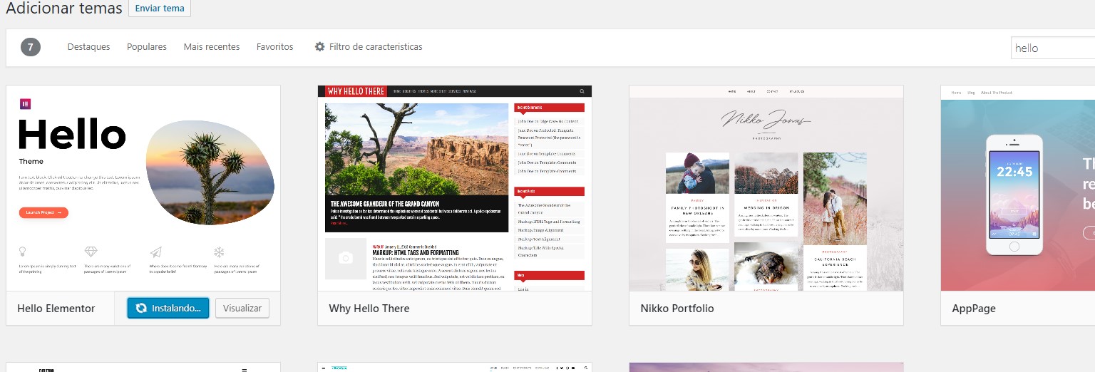 tema hello elementor no wordpress