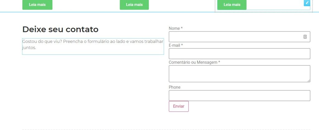 Contato no portfólio