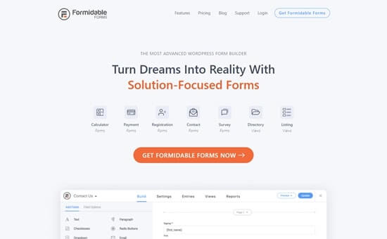 formidable forms homepage
